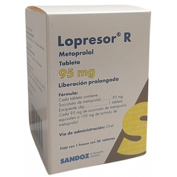 LOPRESOR R (METOPROLOL) 95MG 20 TABLETAS