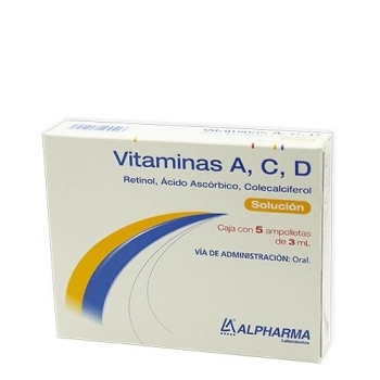 VITAMINAS A, C, D (RETINOL, ASCORBIC ACID, COLECALCIFEROL) 3ML AMPOULES