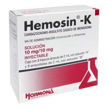 HEMOSIN K (CARBAZOCROMO-SISDIC BISULPHITE OF MENADIONA) 10MG INJECTABLE SOLUTION