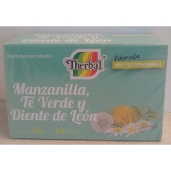 MANZANILLA, TE VERDE Y DIENTE DE LEON (Chamomile, green tea and dandelion) 24G ENVELOPES