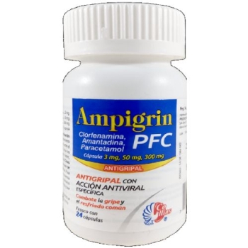 AMPIGRIN (CHLORPHENAMINE, AMANTADINE AND PARACETAMOL) 3MG/50MG/300MG 24 CAPSULES