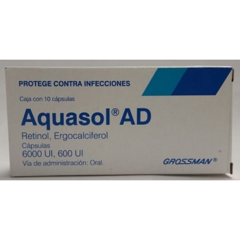 AQUASOL AD (RETINOL/ERGOCALCIFEROL) 6000UI/600UI 10 CAPSULAS