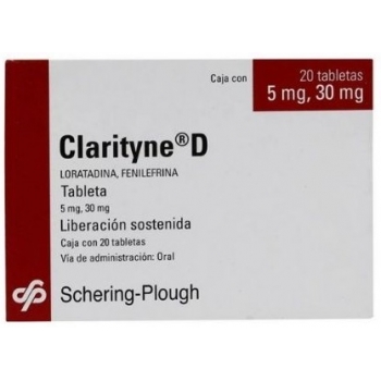 CLARITYNE D (LORATADINE, PHENYLEPHRINE) 5MG/30MG 20 TABLETS