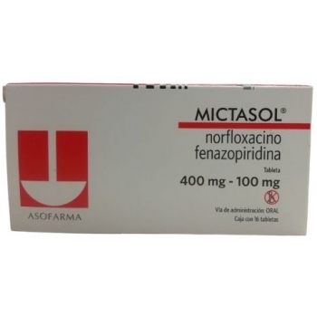 MICTASOL (NORFLOXACIN, FENAZOPYRIDINE) 400MG/100MG 16 TABLETS