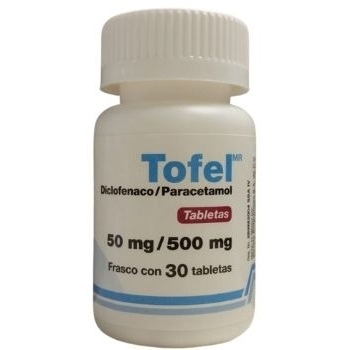 TOFEL (DICLOFENACO, PARACETAMOL) 50MG/500MG 30 TABLETAS