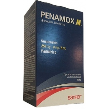 PENAMOX (AMOXICILLIN, BROMHEXINE) 250MG-8MG BOTTLE WITH 75 ML OF SUSPENSION
