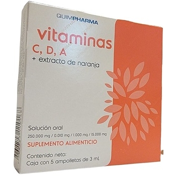 VITAMINAS C,D,A MAS EXTRACTO DE NARANJA 3 AMPOLLETAS DE 3 ML