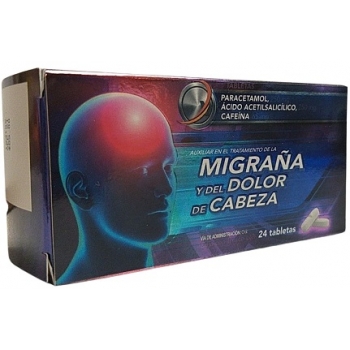 MIGRAINE AND HEADACHE (PARACETAMOL / ACETYLSALICILIC ACID / CAFFEINE) 250MG / 250MG / 65MG 24 TABLETS