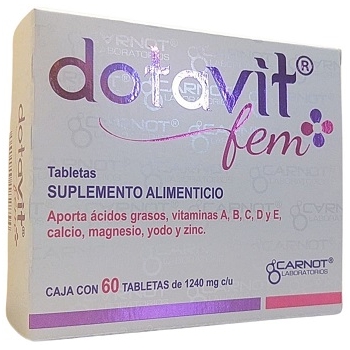 DOTAVIT (ACIDOS GRASOS, VITAMINAS A,B,C,D Y E, CALCIO, MAGNESIO, YODO Y ZINC) 60 TABLETAS