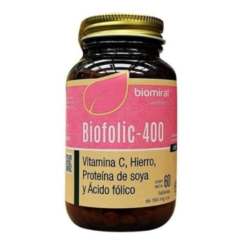 BIOFOLIC-400 (VITAMINA C, HIERRO, PROTEINA DE SOYA Y ACIDO FOLICO) 190 MG 60 TABLETAS