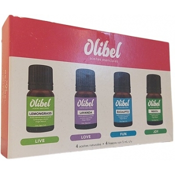 OLIBEL ESSENTIAL OILS 4 BOTTLES OF NATURAL OILS WITH 5ML EACH