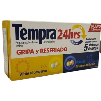 TEMPRA 24HRS (PARACETAMOL, FENILEFRINA, CARBINOXAMINA) 12 TABLETAS