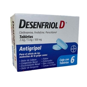 DESENFRIOL D (CLORFENAMINA, FENILEFRINA, PARACETAMOL) 2MG/5MG/500MG