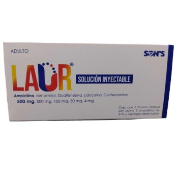 LAUR (AMPICILLIN, METAMIZOLE, GUAIFENESIN, LIDOCAINE, CHLORPHENAMINE) 500MG WITH 3 VITALS - THIS PRODUCT IS ONLY AVAILABLE IN MEXICO