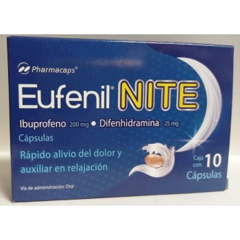 EUFENIL NITE (IBUPROFENO/DIFENHIDRAMINA) 200MG/25MG C/10 CAPSULAS