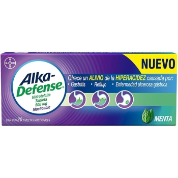 ALKA-DEFENSE 500MG C/20 TABLETAS MASTICABLE SABOR MENTA