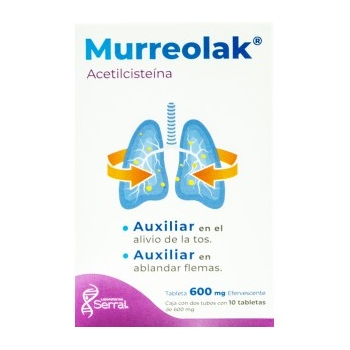 MURREOLAK 600MG (ACETILCISTEINA) 2TUBOS C/10 TAB EFERV