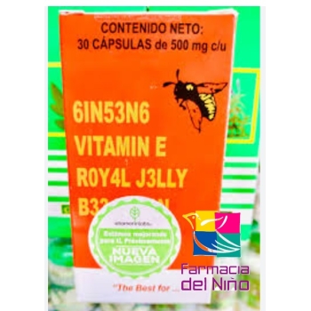 GINSEN VITAMINA E ROYAL JELLY POLEN 500MG C/30 CAPS