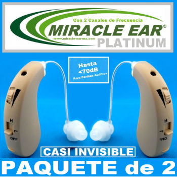 Paquete de 2 MIRACLE EAR® PLATINUM Aparato Auditivo Discreto Con 2 Canales de Frecuencia