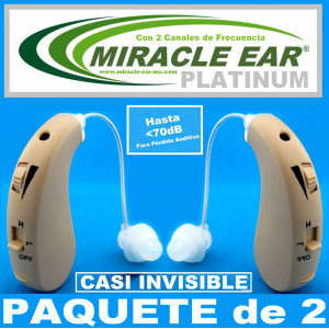 Paquete de 2 MIRACLE EAR® PLATINUM Aparato Auditivo Discreto Con 2 Canales de Frecuencia