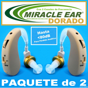 Paquete de 2 MIRACLE EAR® DORADO Aparato Auditivo Con 2 Canales de Frecuencia