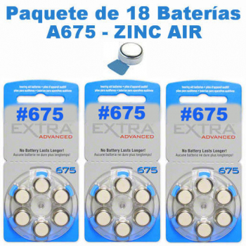 Paquete de 18 A675 Baterías Zinc Air