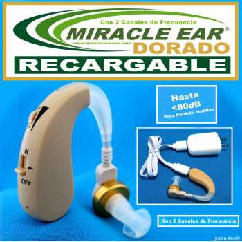 MIRACLE EAR® DORADO RECARGABLE Aparato Auditivo Con 2 Canales de Frecuencia