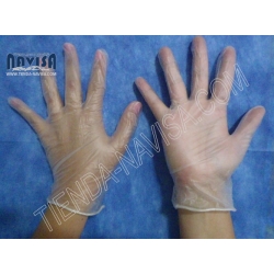 GUANTE DE VINYL TRANSPARENTE SIN POLVO CJ. C/100 PZ.