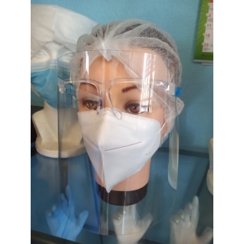 CARETA FACIAL MICA TRANSPARENTE C/LENTES PAQ. C/10 PZ.